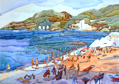 Bright Beach Landscape Painting by Tanbelia