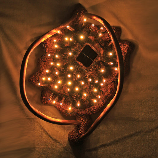 Sunny Dandelion - Copper Wall Sculpture with Solar Battery Light by Tanbelia