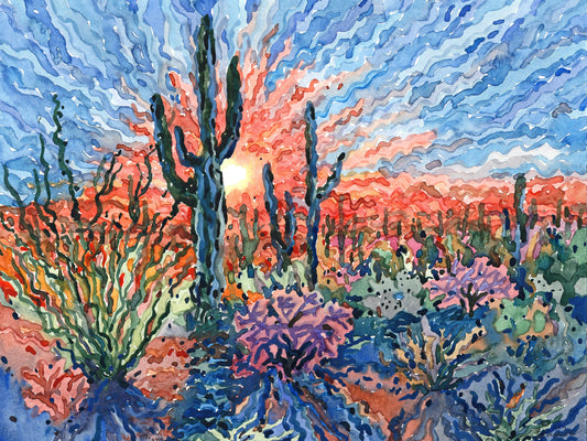 Arizona Cactus Saguaro National Park Print by Tanbelia