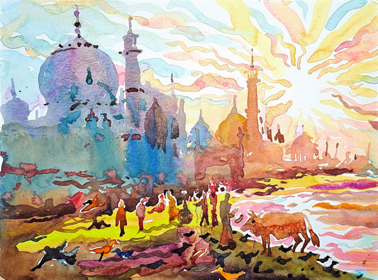Taj Mahal on the Sunset by Tanbelia