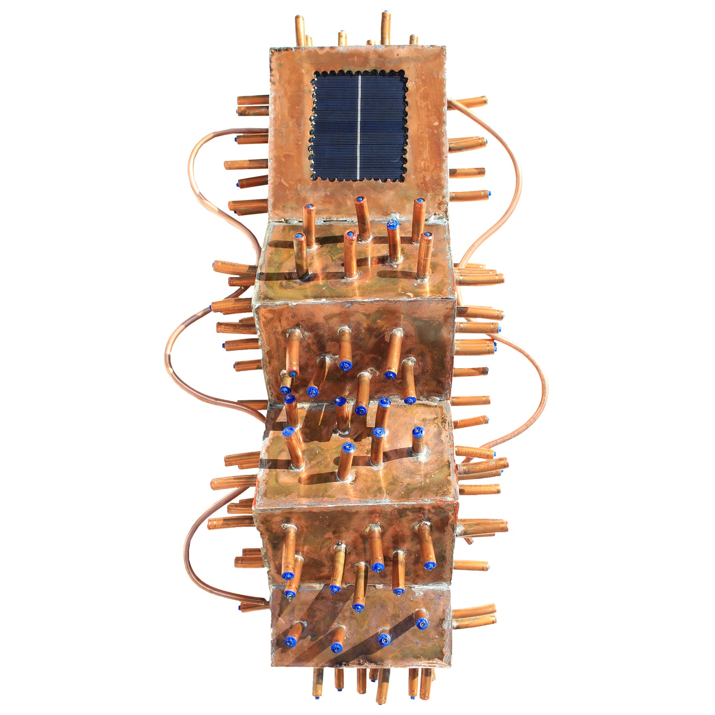 The Reed - Abstract Copper Sculpture with Solar Battery Light by Tanbelia