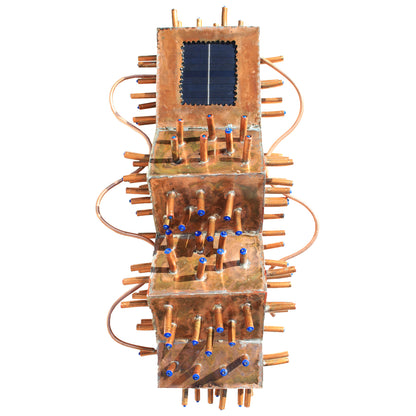 The Reed - Abstract Copper Sculpture with Solar Battery Light by Tanbelia