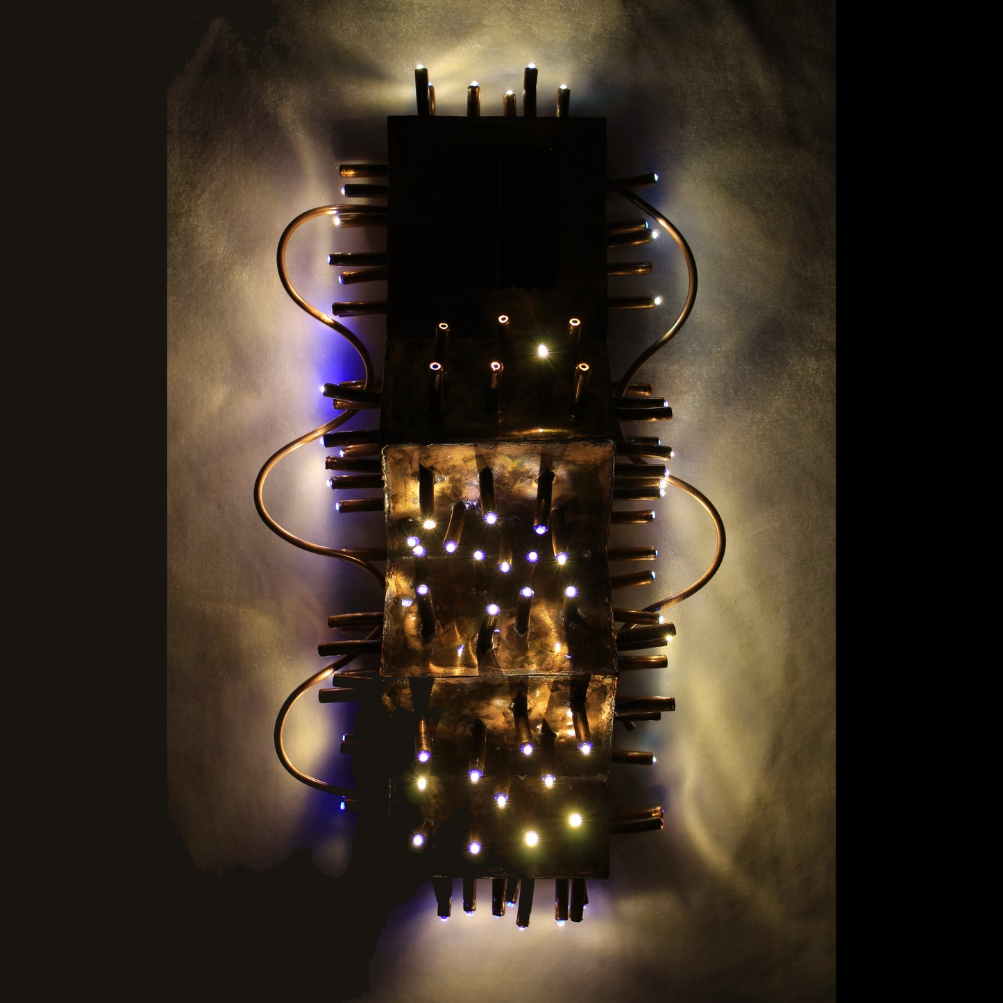 The Reed - Abstract Copper Sculpture with Solar Battery Light by Tanbelia