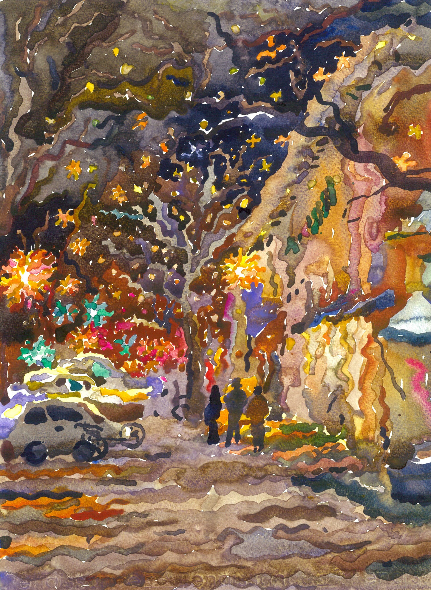 Denver City Watercolor Painting by Tanbelia