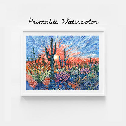 Arizona Cactus Saguaro National Park Print by Tanbelia