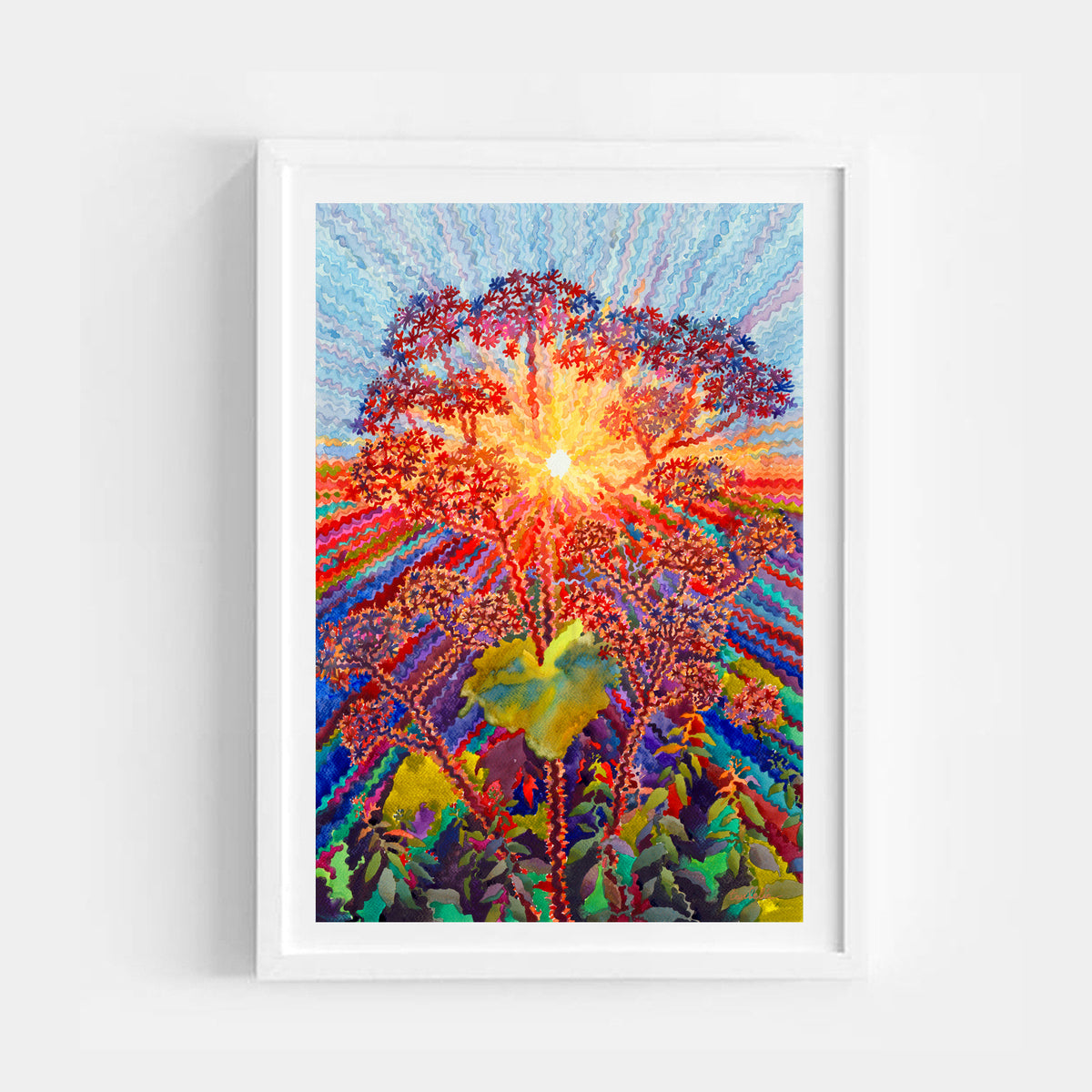 Hogweed in the Field Watercolor Painting by Tanbelia