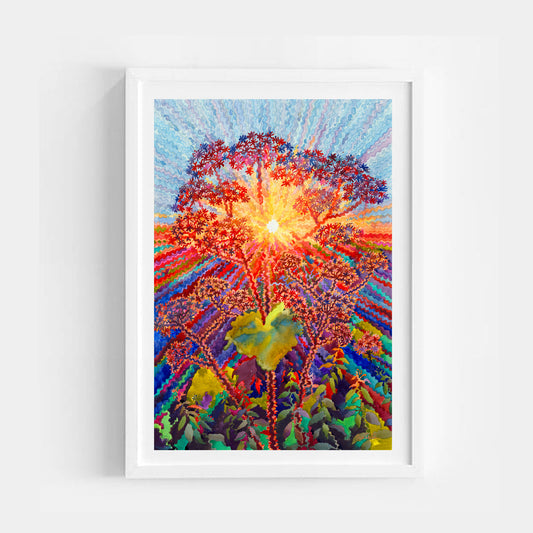 Hogweed in the Field Watercolor Painting by Tanbelia