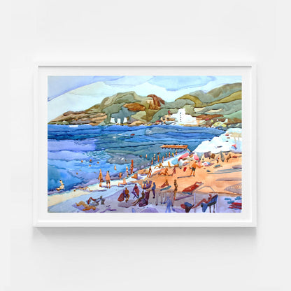 Bright Beach Landscape Painting by Tanbelia