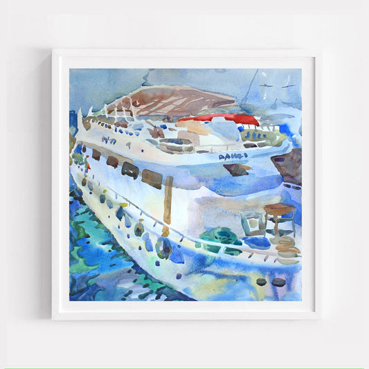 Yacht Painting San Diego Beach Art by Tanbelia