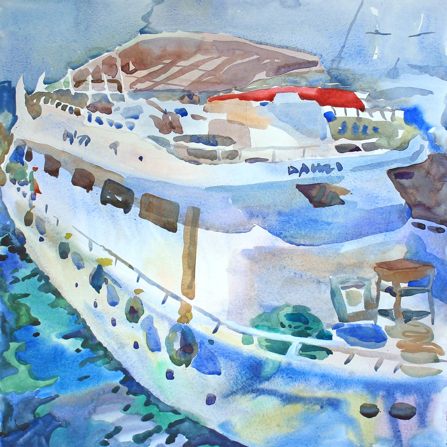 Yacht Painting San Diego Beach Art by Tanbelia