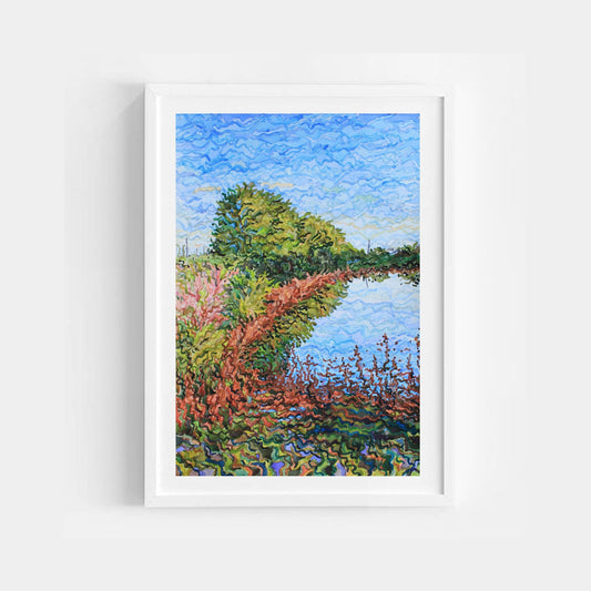 Summer River Landscape Watercolor Original Painting by Tanbelia