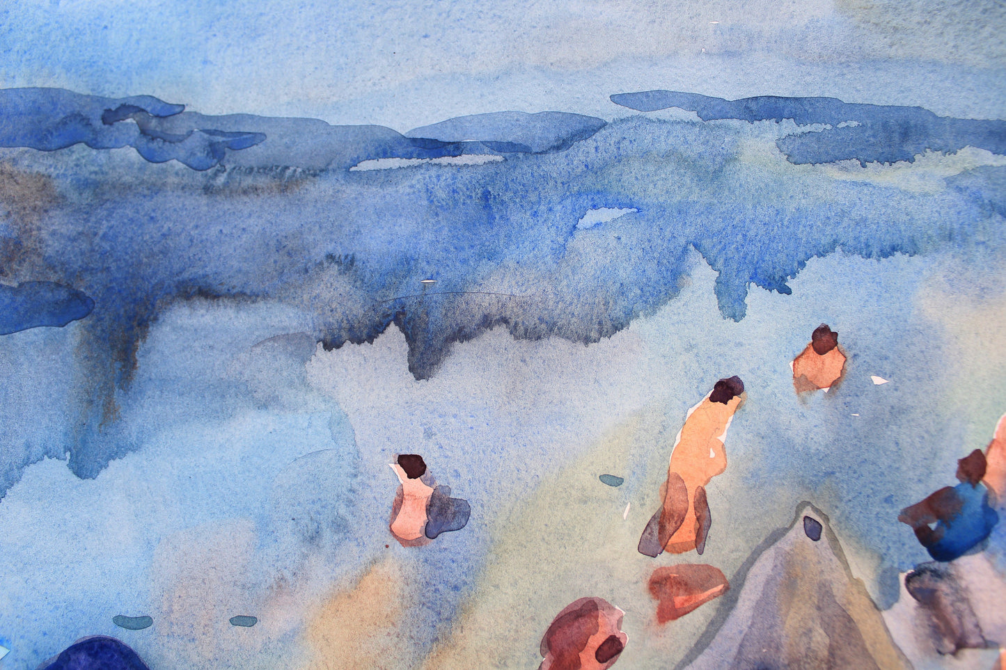 Hawaiian Beach Watercolor Painting by Tanbelia