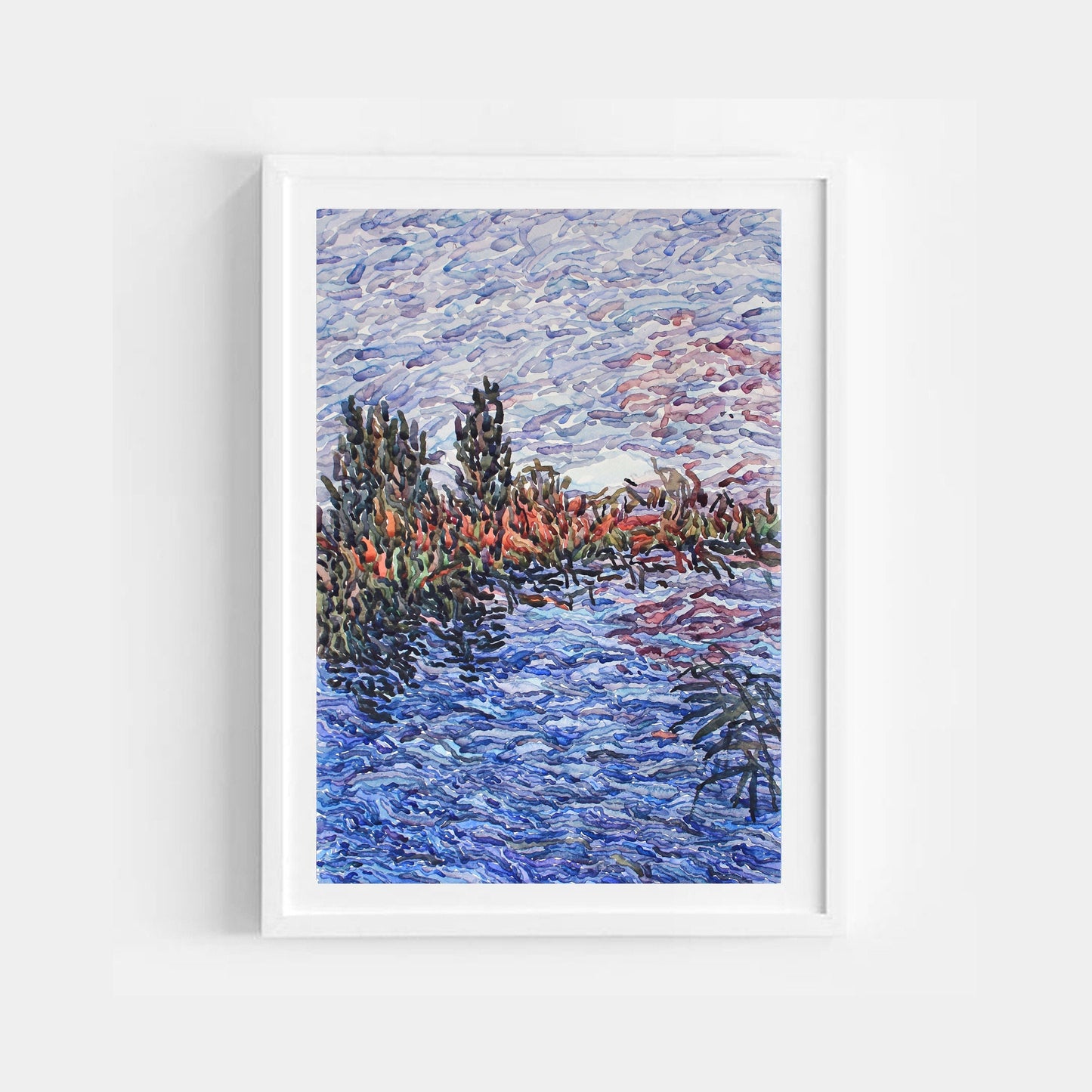 Blue Impressionist Landscape Painting by Tanbelia