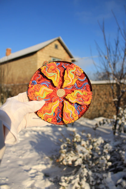 Polymer Clay Sun Wall Copper Sculpture by Tanbelia