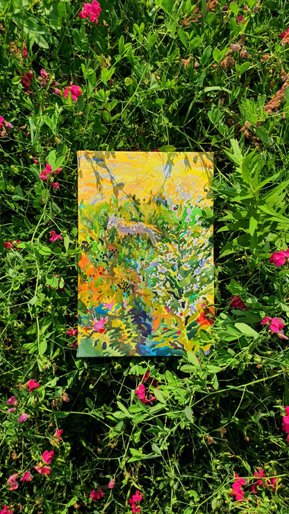 White Horse Watercolor Original Painting by Tanbelia