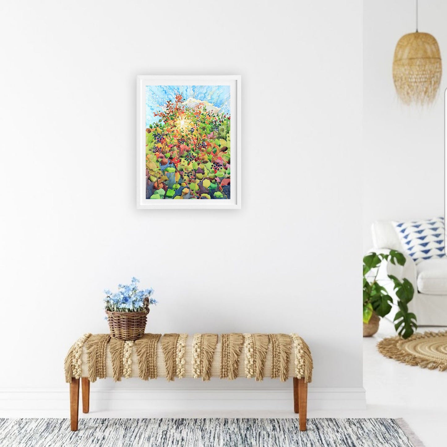 Elderberry Bush Watercolor Painting by Tanbelia