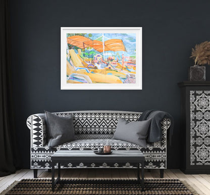 Seagull on the Beach Watercolor Painting by Tanbelia