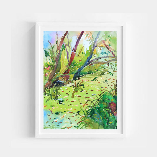 Green River Watercolor Original Painting by Tanbelia