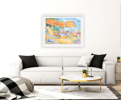 Seagull on the Beach Watercolor Painting by Tanbelia