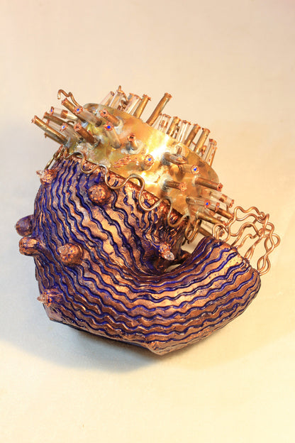 Sunflower Copper Sculpture with Light by Tanbelia