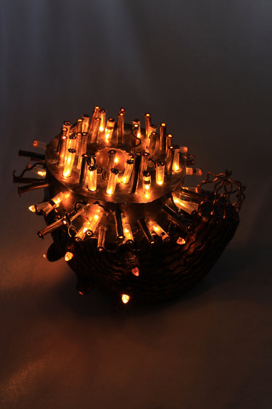 Sunflower Copper Sculpture with Light by Tanbelia