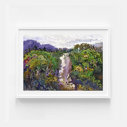 Small Ravana Waterfall Watercolor Original Painting by Tanbelia