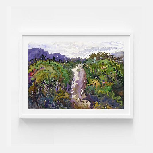 Small Ravana Waterfall Watercolor Original Painting by Tanbelia