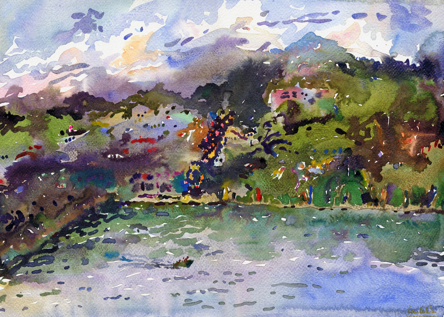 Arthur's Sea Landscape Original Painting, Kandy City in Sri Lanka Artwork by Tanbelia