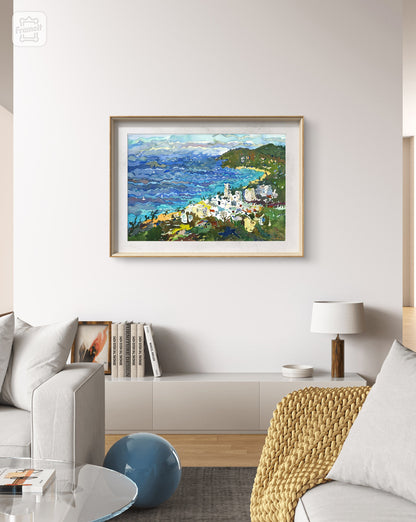 Phuket Island Watercolor Painting, Original Beach Artwork, Thailand Seascape Wall Art by Tanbelia