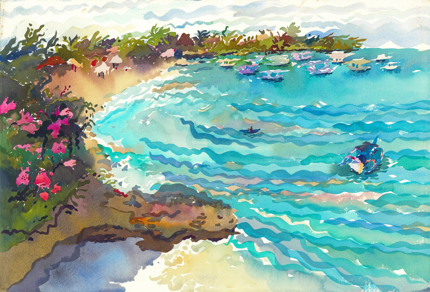 Lembongan Island Watercolor Painting by Tanbelia