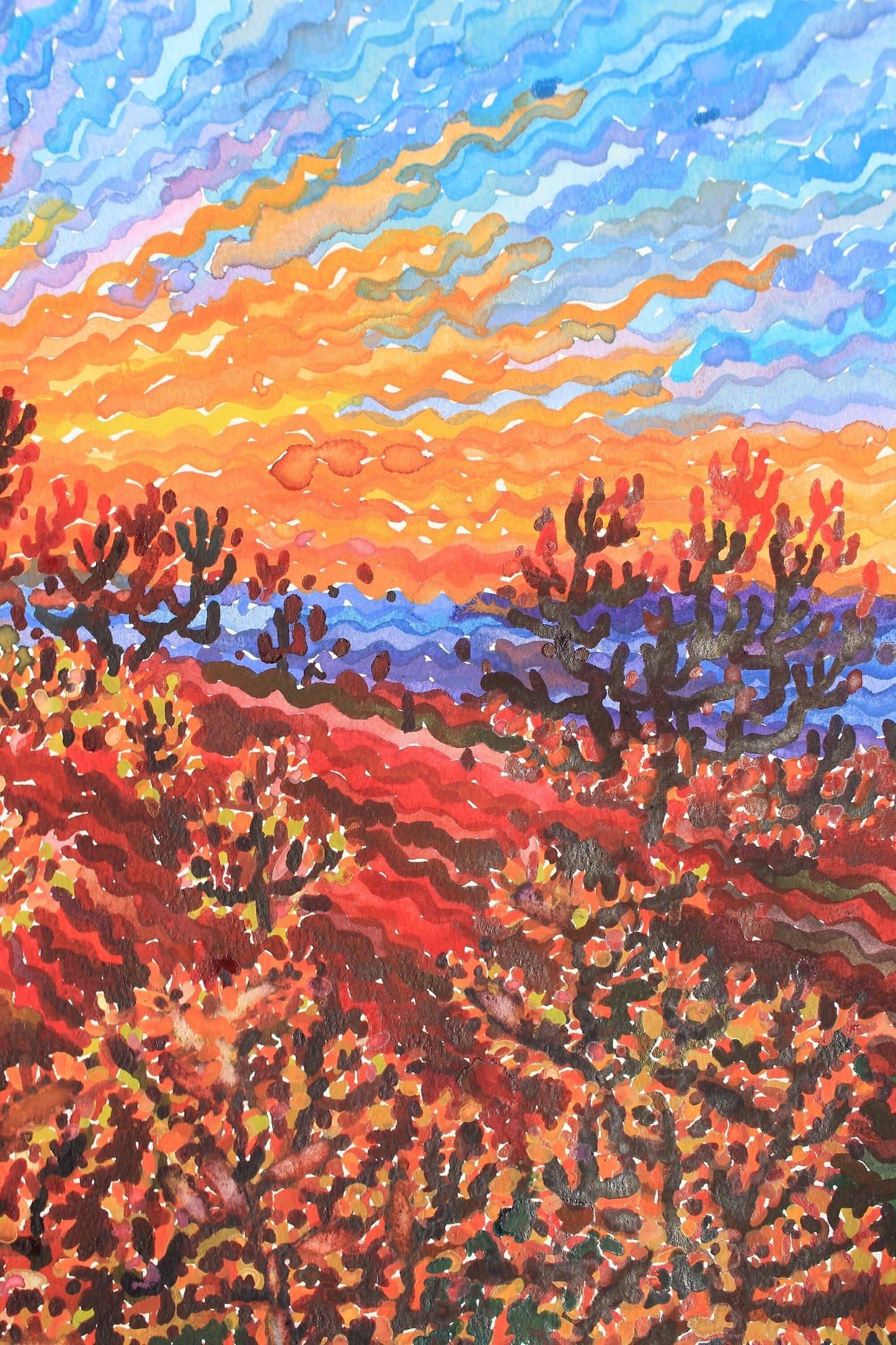 Joshua Tree National Park Watercolor Original Painting by Tanbelia