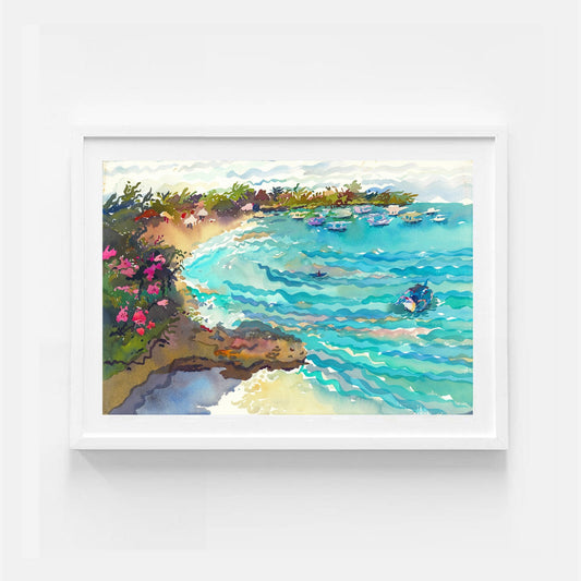 Lembongan Island Watercolor Painting by Tanbelia