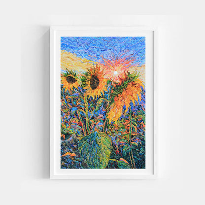 Extra Large Sunflowers Watercolor Painting by Tanbelia