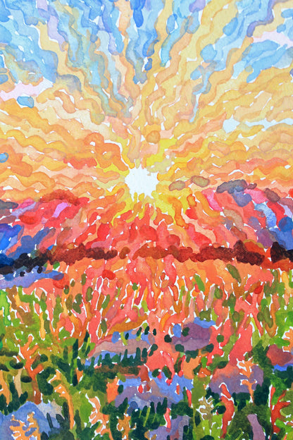 Yorkshire Dales National Park Watercolor Original Painting by Tanbelia