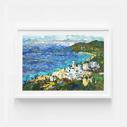 Phuket Island Watercolor Painting, Original Beach Artwork, Thailand Seascape Wall Art by Tanbelia