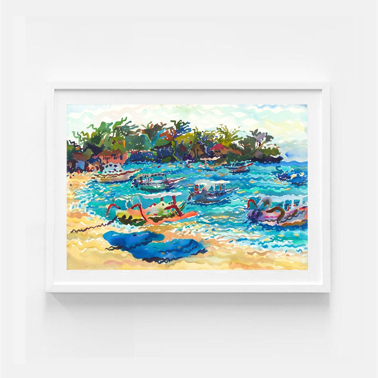 Boats on the Mushroom Beach in Lembongan Island by Tanbelia