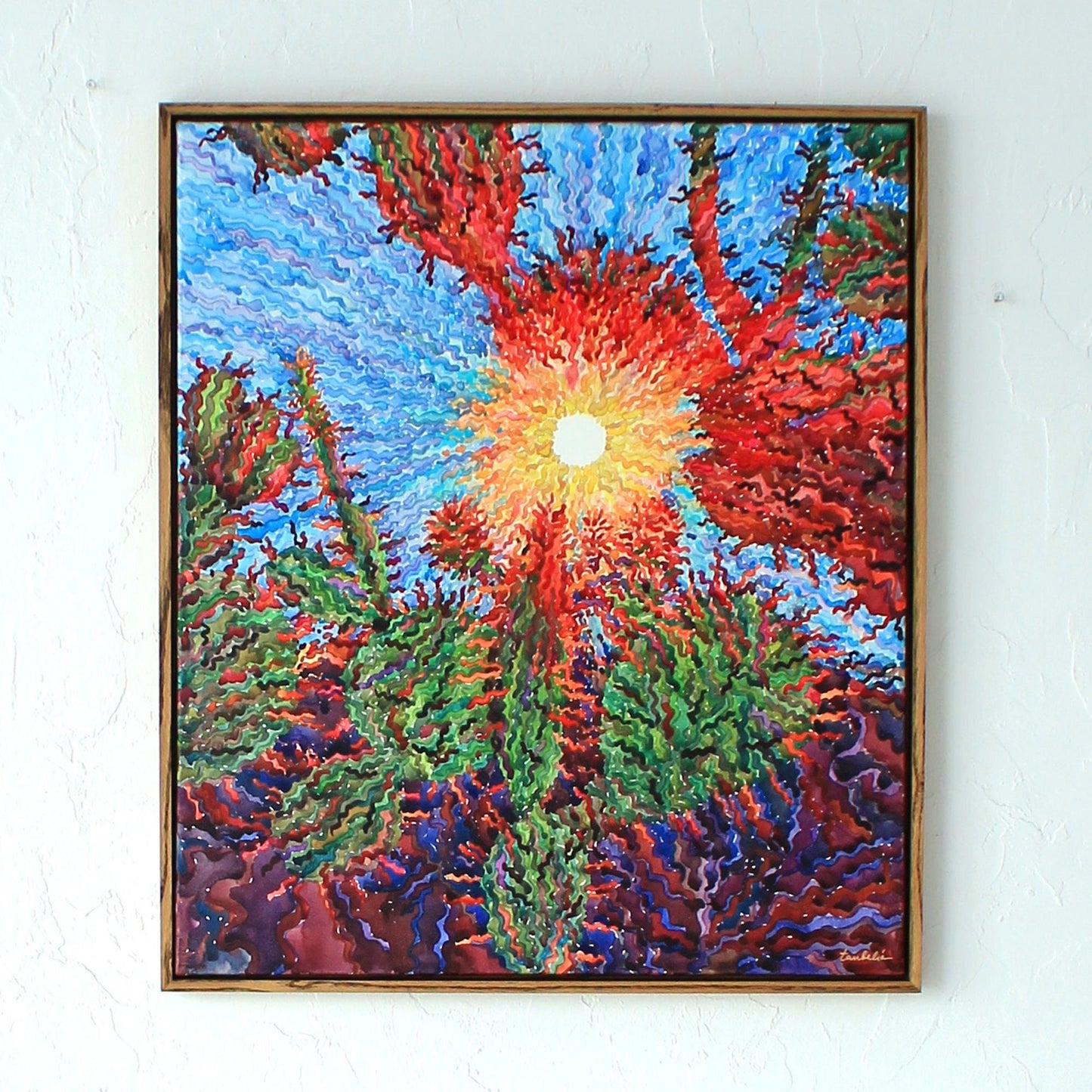 Framed Painting of the Opuntia Cactus Watercolor by Tanbelia