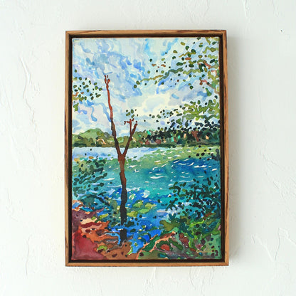 Quarry Lake Watercolor Original Framed Painting by Tanbelia