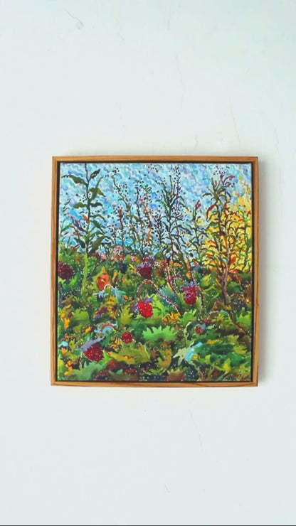 Wild Strawberry Watercolor Original Framed Painting by Tanbelia