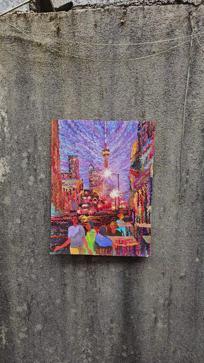 Night Toronto Watercolor Painting by Tanbelia