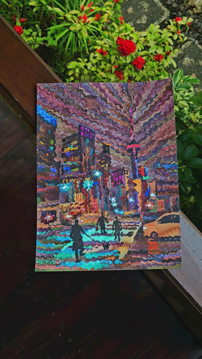 Toronto City Watercolor Painting by Tanbelia