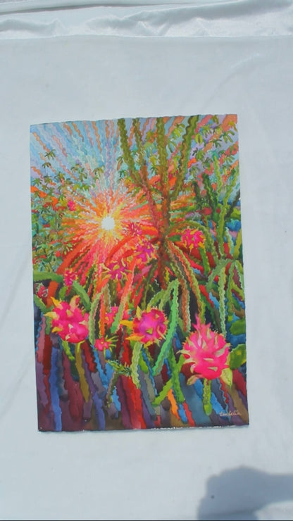 Dragon Fruit Watercolor Painting by Tanbelia