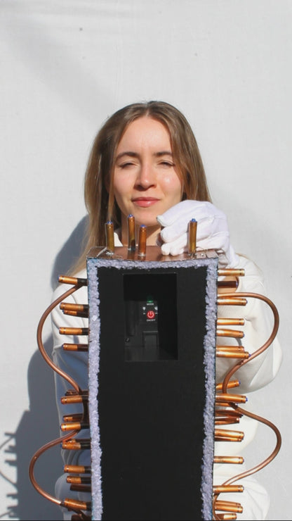 The Reed - Abstract Copper Sculpture with Solar Battery Light by Tanbelia