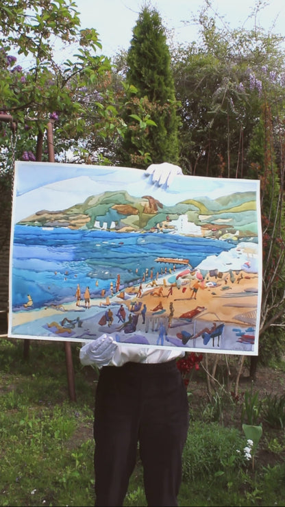 Bright Beach Landscape Painting by Tanbelia