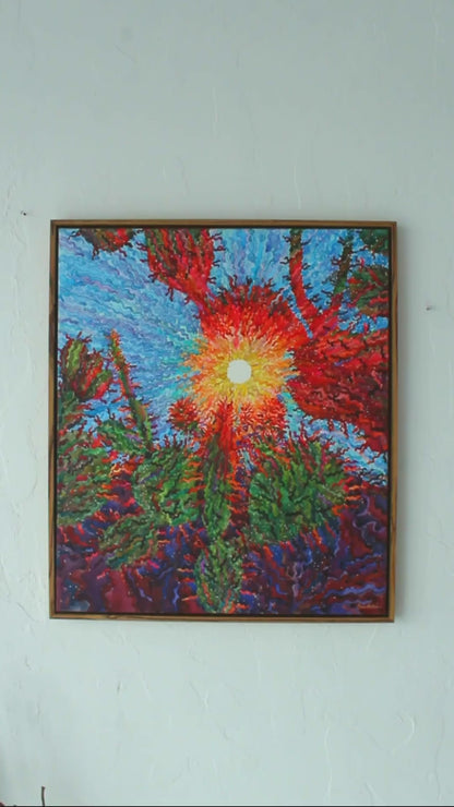 Framed Painting of the Opuntia Cactus Watercolor by Tanbelia