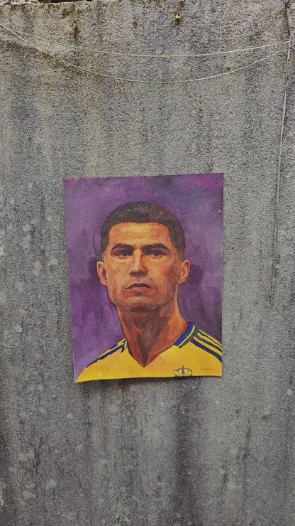 Cristiano Ronaldo Watercolor Painting by Tanbelia
