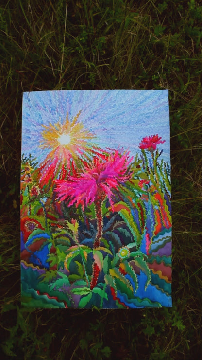 Pink Cornflower Watercolor Painting by Tanbelia