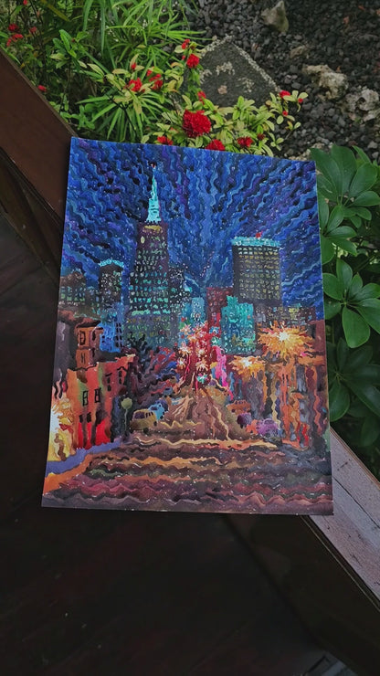 San Francisco City Watercolor Painting by Tanbelia