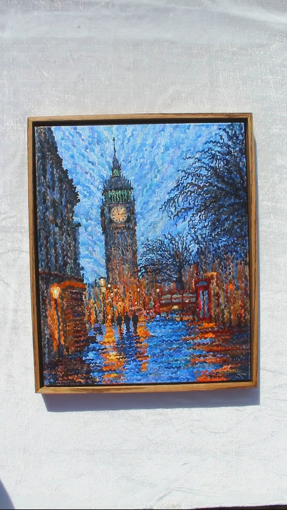 Elizabeth Tower in London Framed Watercolor Artwork