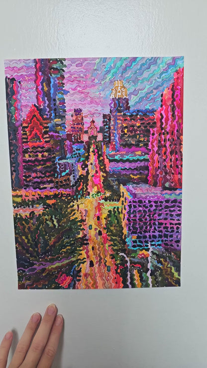 Downtown Austin Watercolor Painting by Tanbelia